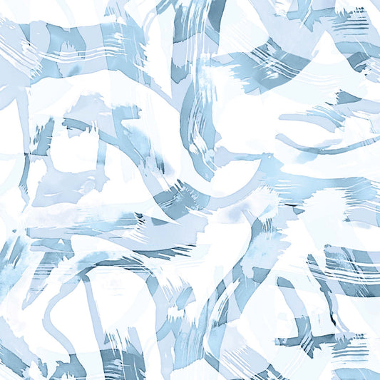 Close up featuring Iris + Sea Paint Strokes- Blue Peel and Stick Wallpaper - a modern pattern