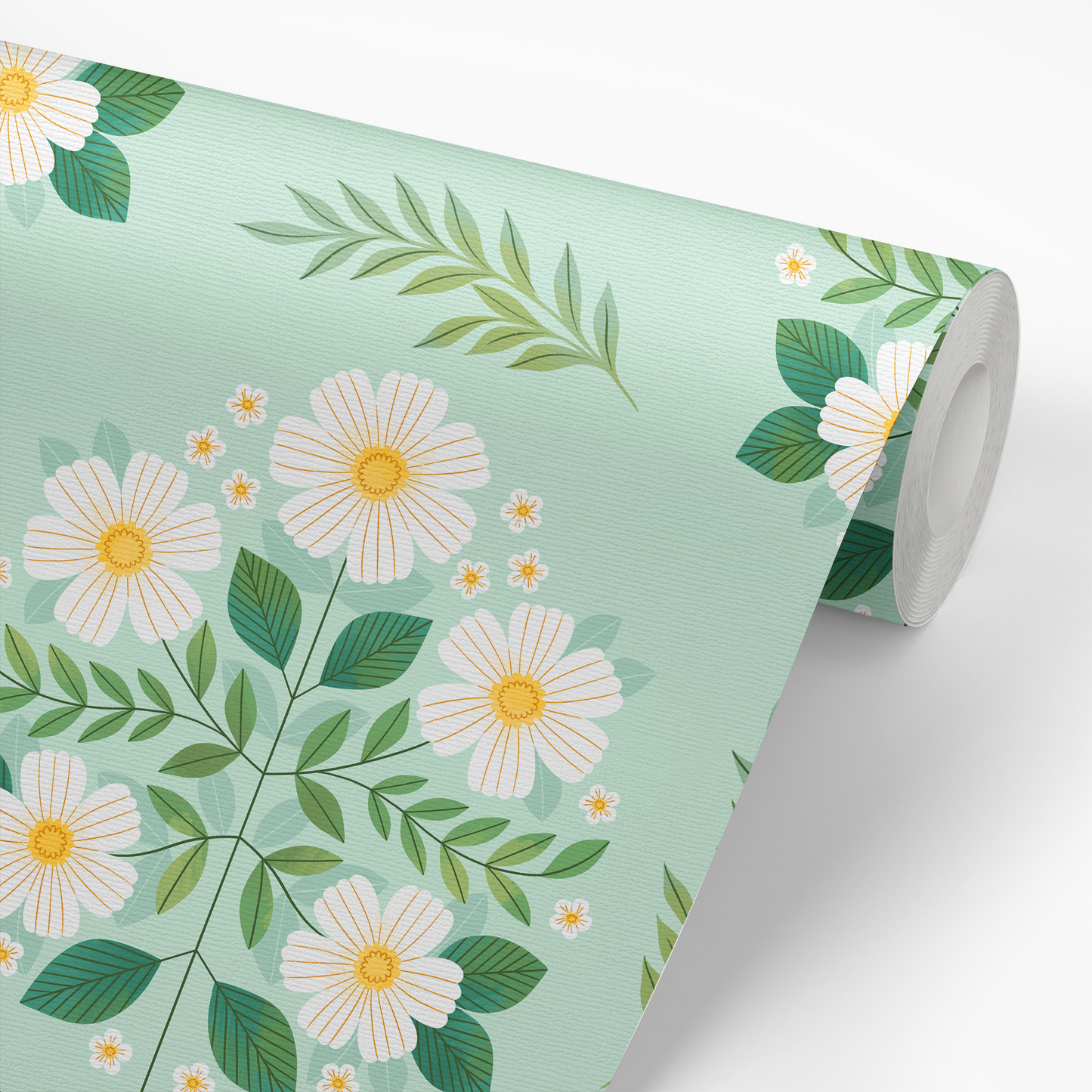 Folk Florals Wallpaper - Mint