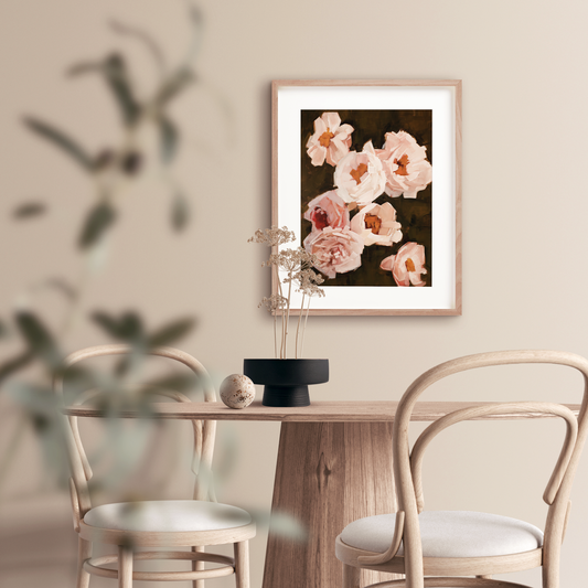 Peachy Peonies Art Print
