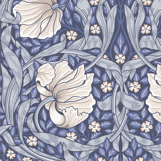 Pimpernel Wallpaper - Blue and Tan