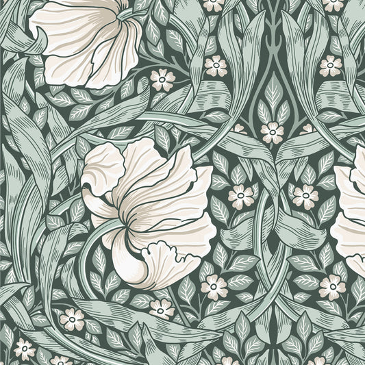 Pimpernel Wallpaper - Green and Cream