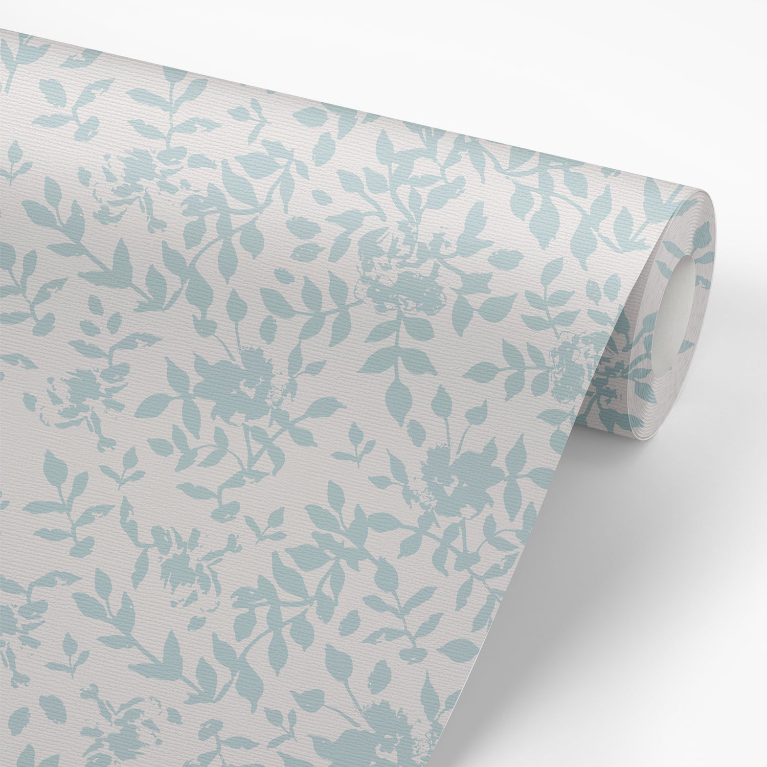 Wallpaper panel featuring our Florence Peel and Stick Wallpaper in sky blue and white by Jackie O'Bosky. These floral silhouettes make a beautiful accent wall or statement wall!