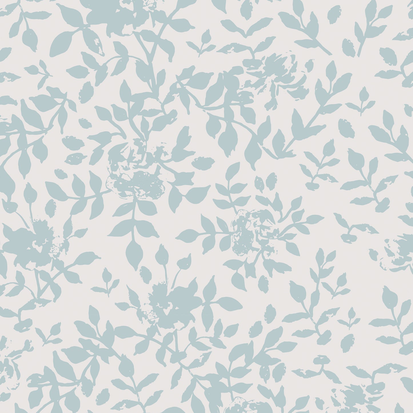 Close up of our Florence Peel and Stick Wallpaper in sky blue and white by Jackie O'Bosky. These floral silhouettes make a beautiful accent wall or statement wall!