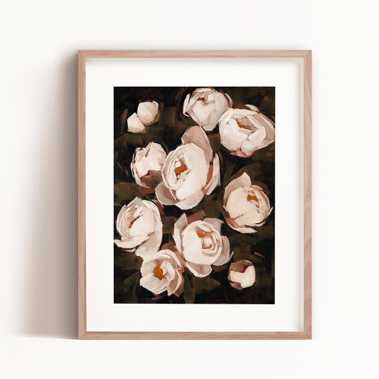 Moody Peonies Art Print