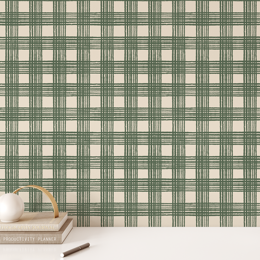 Picnic Poppy Wallpaper - Olive