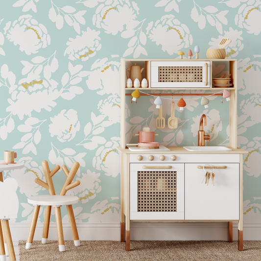 Roses Wallpaper - Baby Blue