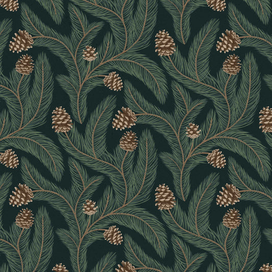 Close up featuring Cayla Naylor Sitka-Forest Peel and Stick Wallpaper - a nature inspired pattern