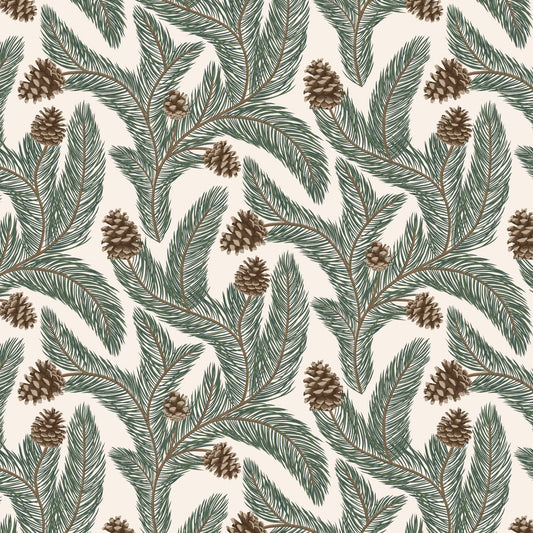 Close up featuring Cayla Naylor Sitka- Snow Peel and Stick Wallpaper - a nature inspired pattern
