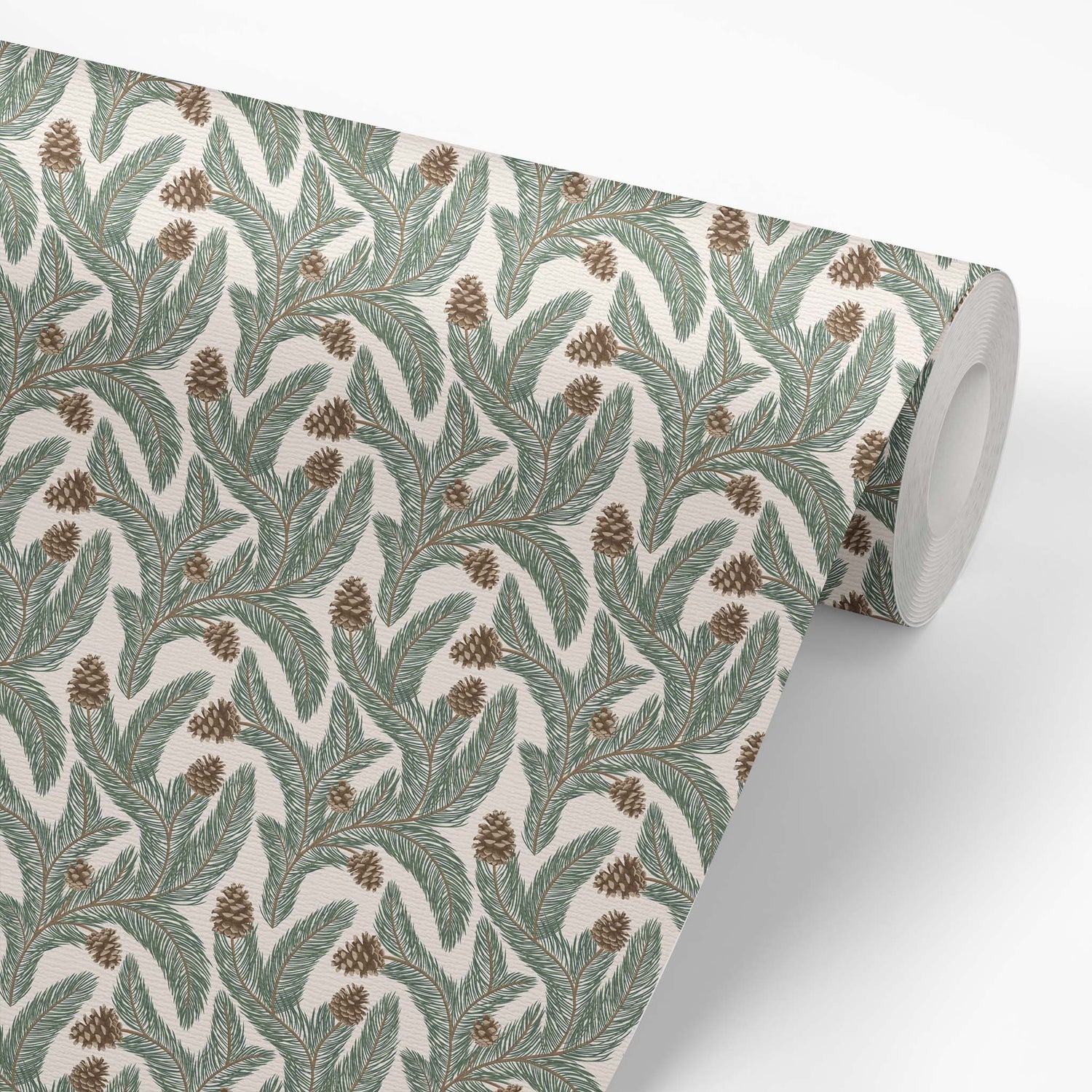 Wallpaper panel featuring Cayla Naylor Sitka- Snow Peel and Stick Wallpaper - a nature inspired pattern