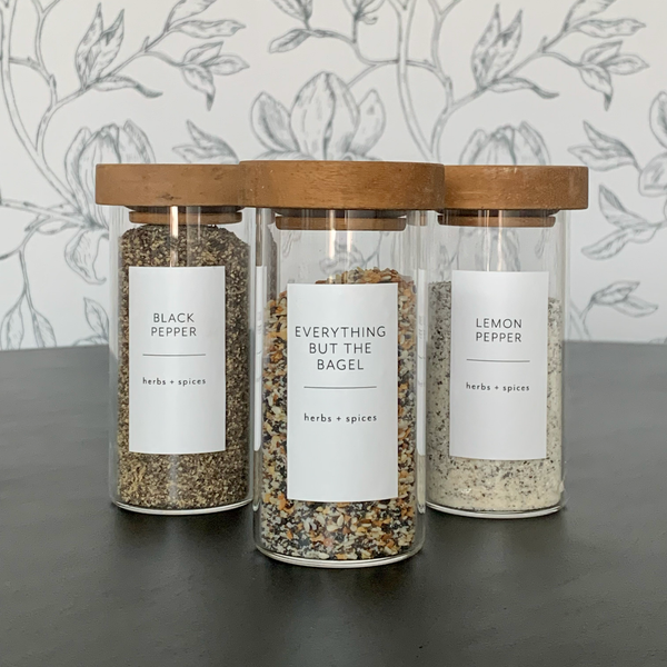 Spice Jars With Labels / Glass Jar With Label / Spice Canister