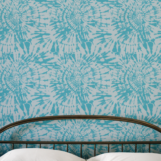 Tie Dye Spiral Wallpaper - Blue