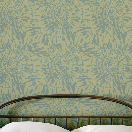 Tie Dye Spiral Wallpaper - Green