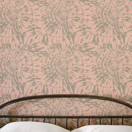 Tie Dye Spiral Wallpaper - Peach