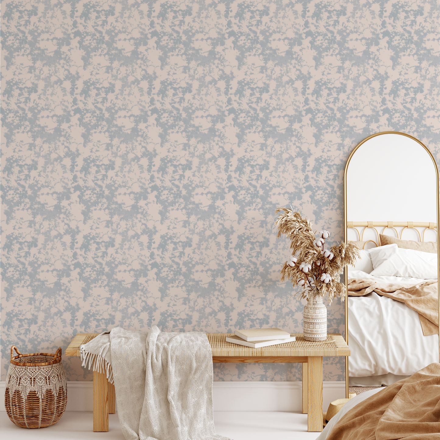 Tie Dye Wallpaper - Peach Gray