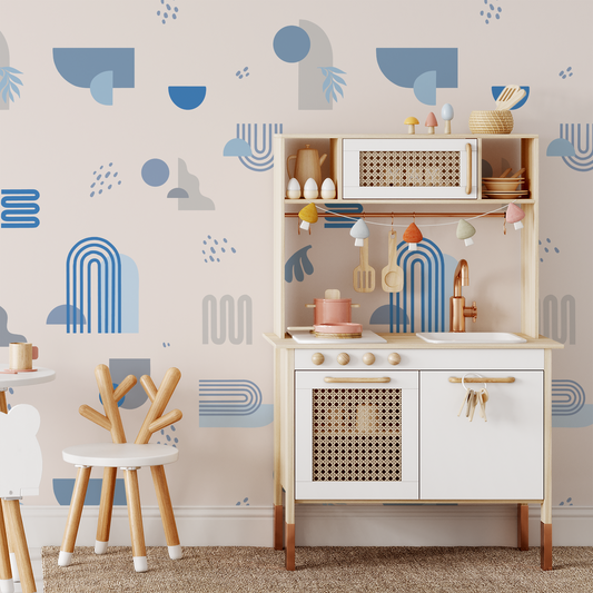 Modern Shapes Wallpaper - Blue