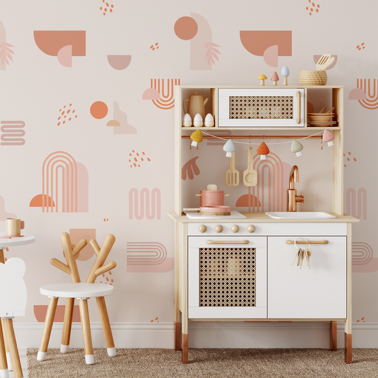 Modern Shapes Wallpaper - Pink