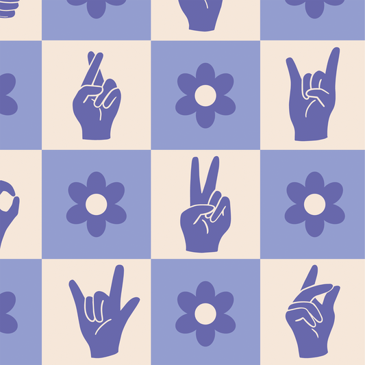 Retro Hand Signs Wallpaper - Purple