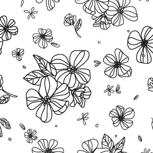 Stenciled Flowers Wallpaper - Black
