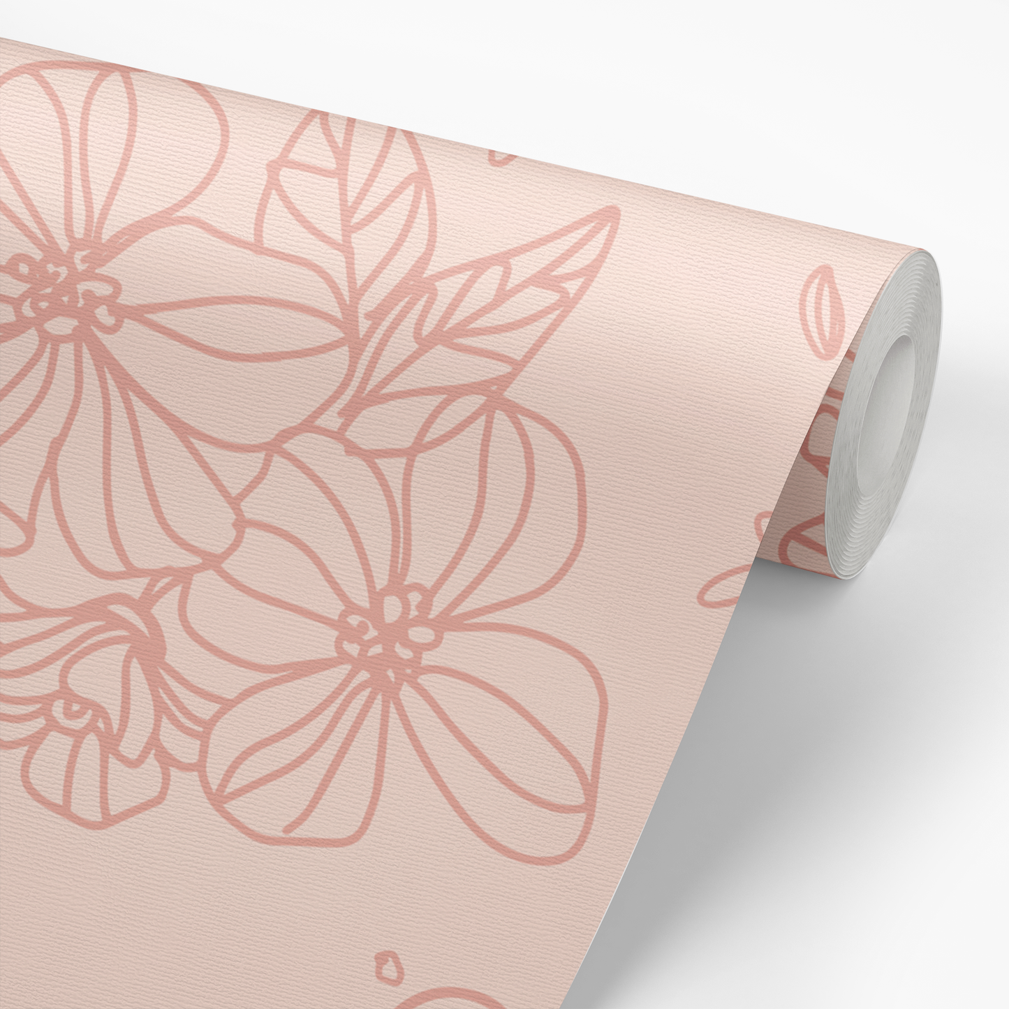 Stenciled Flowers Wallpaper - Pink