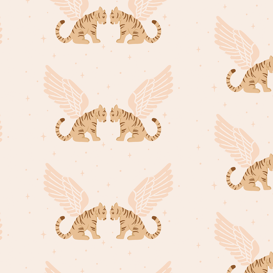 Winged Tigers Wallpaper - Pink