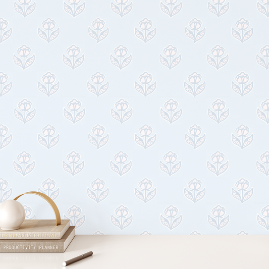 Vintage Flower Wallpaper - Blue