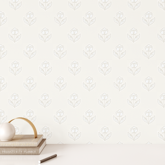 Vintage Flower Wallpaper - Cream