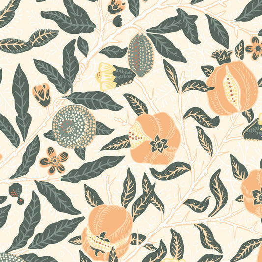 Pomegranate Wallpaper - Peach and Green