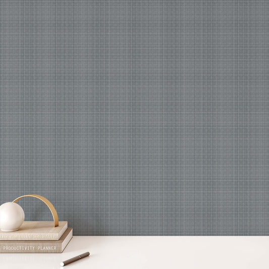 Tweed Wallpaper - Navy and Cream